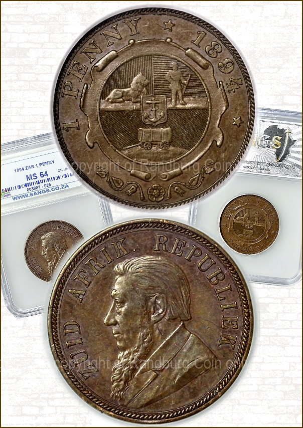 South Africa 1894 One hot Penny Coin.Low Mintage-182000 Coins.